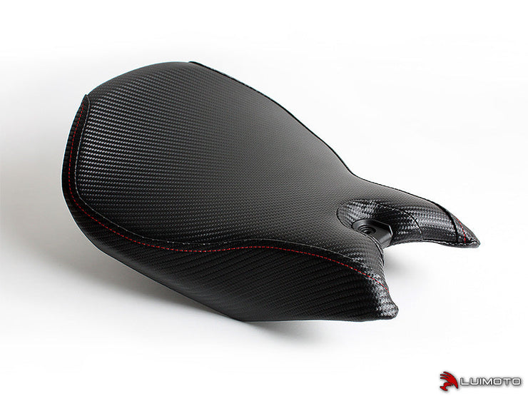 LUIMOTO BASELINE RIDER SEAT COVER DUCATI PANIGALE 899 959 1299 13-18 -CF BLACK/RED STITCH