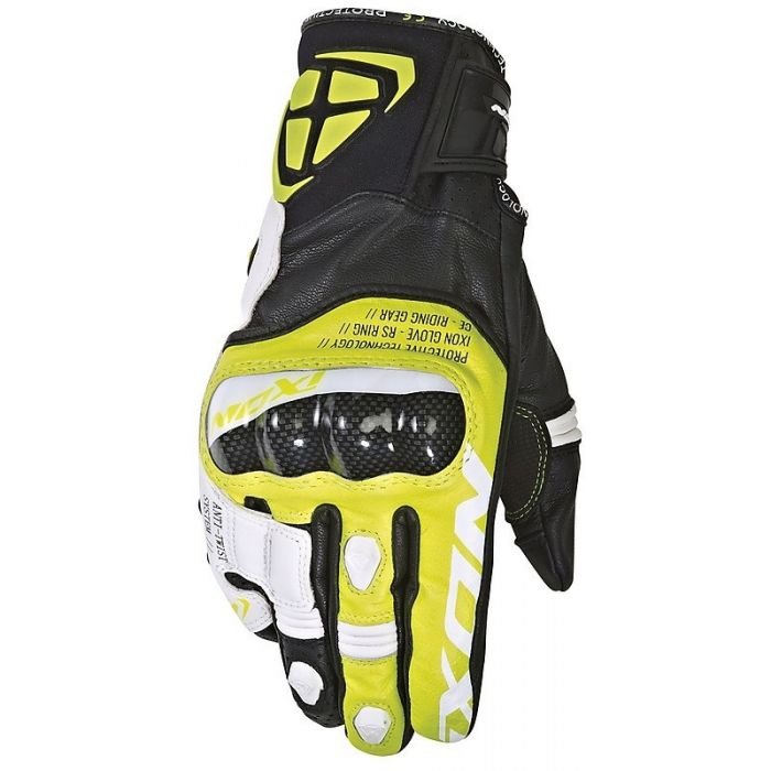 IXON RS RING BLACK/WHITE/YELLOW LEATHER GLOVES