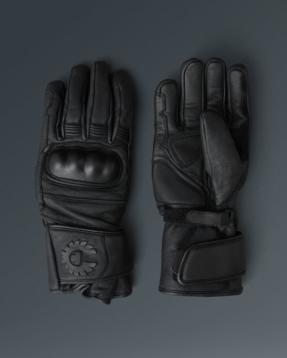 BELSTAFF HESKETH LEATHER MOTORCYCLE GLOVES BLACK