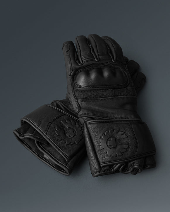 BELSTAFF HESKETH LEATHER MOTORCYCLE GLOVES BLACK