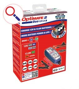 TECMATE OPTIMATE 2 DUO - LITHIUM AND LEAD ACID SMART CHARGER 2AMP